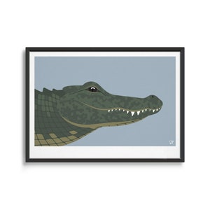 Crocodile art print / Safari animal poster for kids bedroom / Alligator wall art / Modern art gift for animal lover