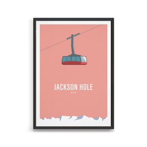 Jackson hole ski poster / Personalised retro vintage ski art print / Ski decor gift ideas