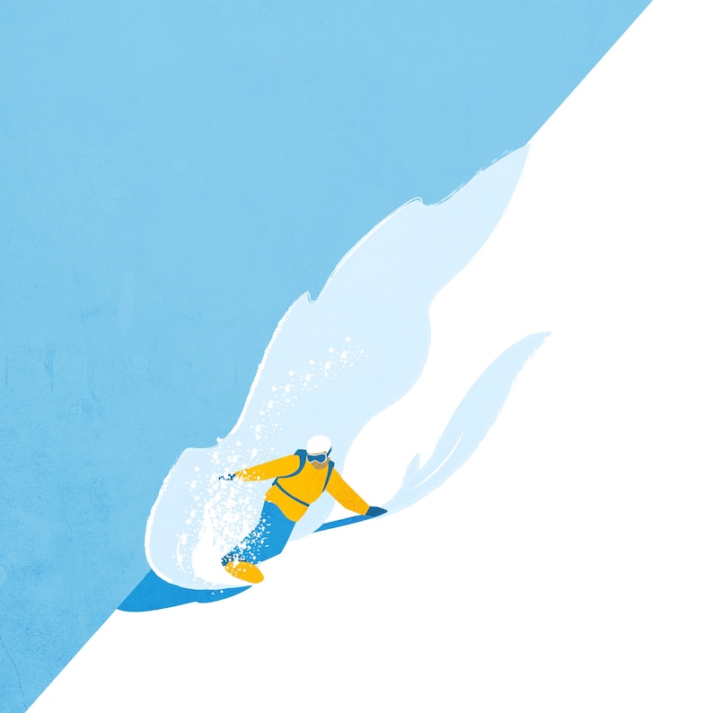 Custom Snowboard Print / Mountain Art Travel Poster / Wall Art Etsy