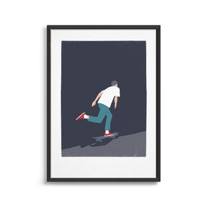 Skateboard poster / Minimal skate art print / Gift for a skateboarder
