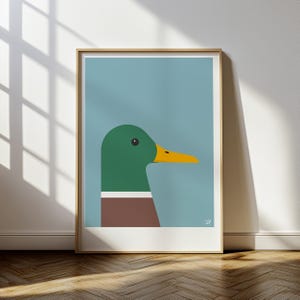 Duck poster / Modern design bird art print / Kids nursery wall decor / Farm animal artwork