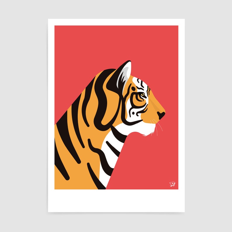 Tiger wall art print / Cool poster / Wild animal gift idea Etsy