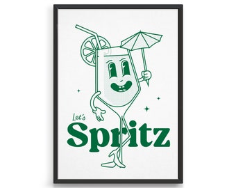 Retro Cartoon Spritz Print, Bar Cart Wall Art
