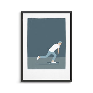 Minimal skate art print / Gift for a skateboarder / Skateboard poster