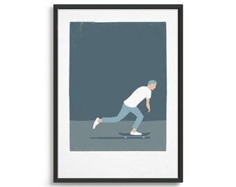 Minimal skate art print / Gift for a skateboarder / Skateboard poster