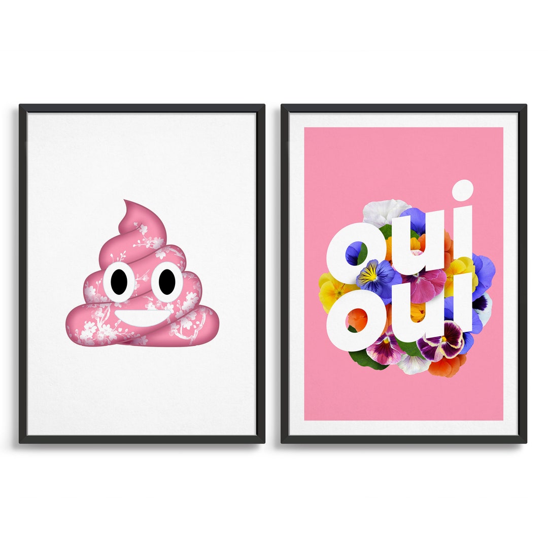 Poo and Oui Oui Posters / Set of 2 Bathroom Prints / Funny - Etsy