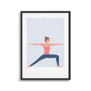Warrior pose yoga poster / Yoga art print / Spiritual decor / Yoga gift ideas / Zen meditation prints for home studio / Spirituality artwork