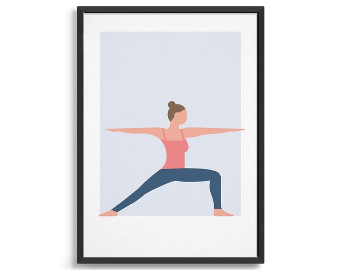 Warrior pose yoga poster / Yoga art print / Spiritual decor / Yoga gift ideas / Zen meditation prints for home studio / Spirituality artwork