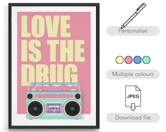 Descarga digital / Cartel de letra de canción personalizada / Ideas de decoración del hogar Y2K / Impresión de tipografía personalizada / Arte de pared de música imprimible