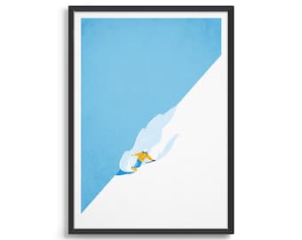 Custom snowboard print / Mountain art travel poster / Wall art prints / Personalised snowboarding gift ideas / Ski decor gift for him