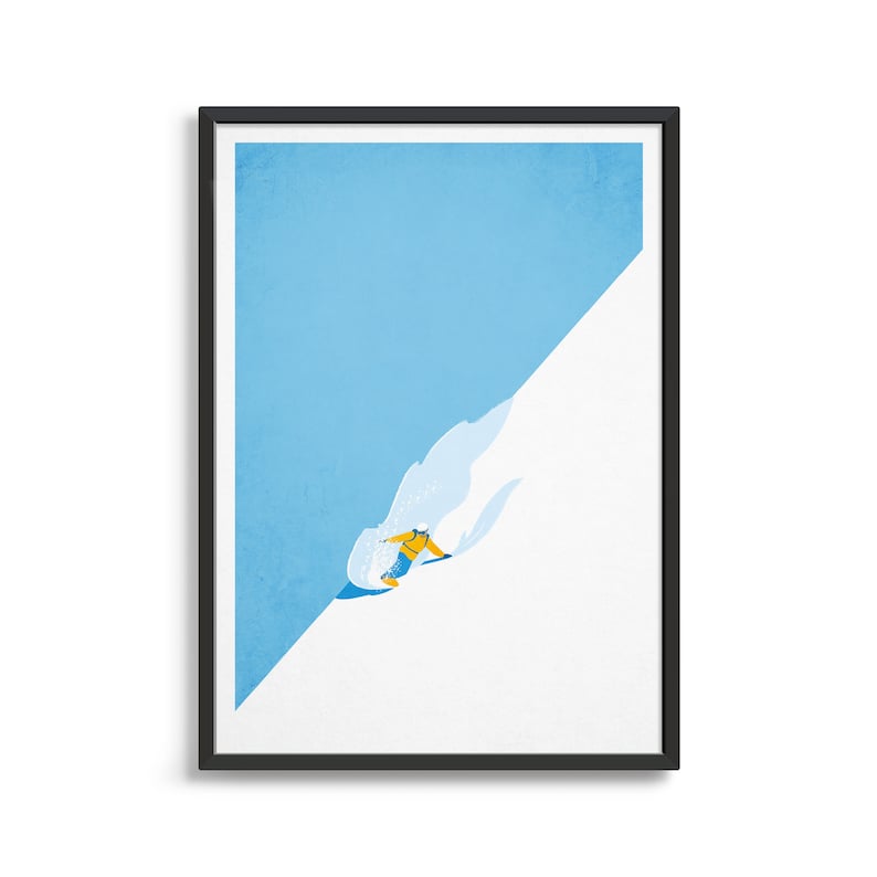 Custom Snowboard Print / Mountain Art Travel Poster / Wall Art Etsy