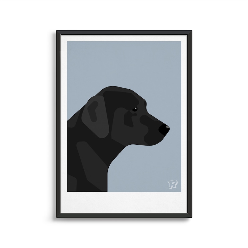 Zwarte Labrador poster / Modern design hond kunst print / Black Lab kunst aan de muur / Labrador cadeau voor haar / Hond cadeau-ideeën Light Grey