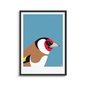 Goldfinch art print / British bird wall art / UK Garden bird poster / Modern wildlife art /  Shed decor / Garden studio decor