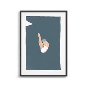 Cartel de natación vintage / Impresión de arte de trampolín estilo serigrafía imagen 1