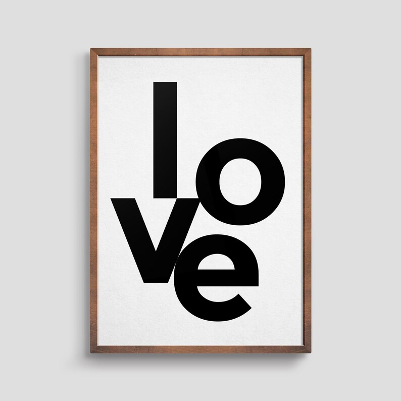 Love Wall Art Poster / I Love You Gift / Black and White Art Etsy