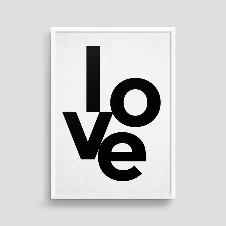 Love Wall Art Poster / I Love You Gift / Black and White Art Etsy
