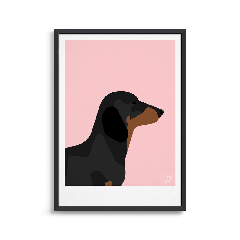 Wiener dog print / Dachshund art / Gift for a Sausage Dog lover / Dog poster present image 1