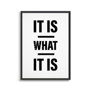 Es lo que es impresión tipográfica / Estilo Letterpress / Arte de pared de cocina / Citas sobre la vida
