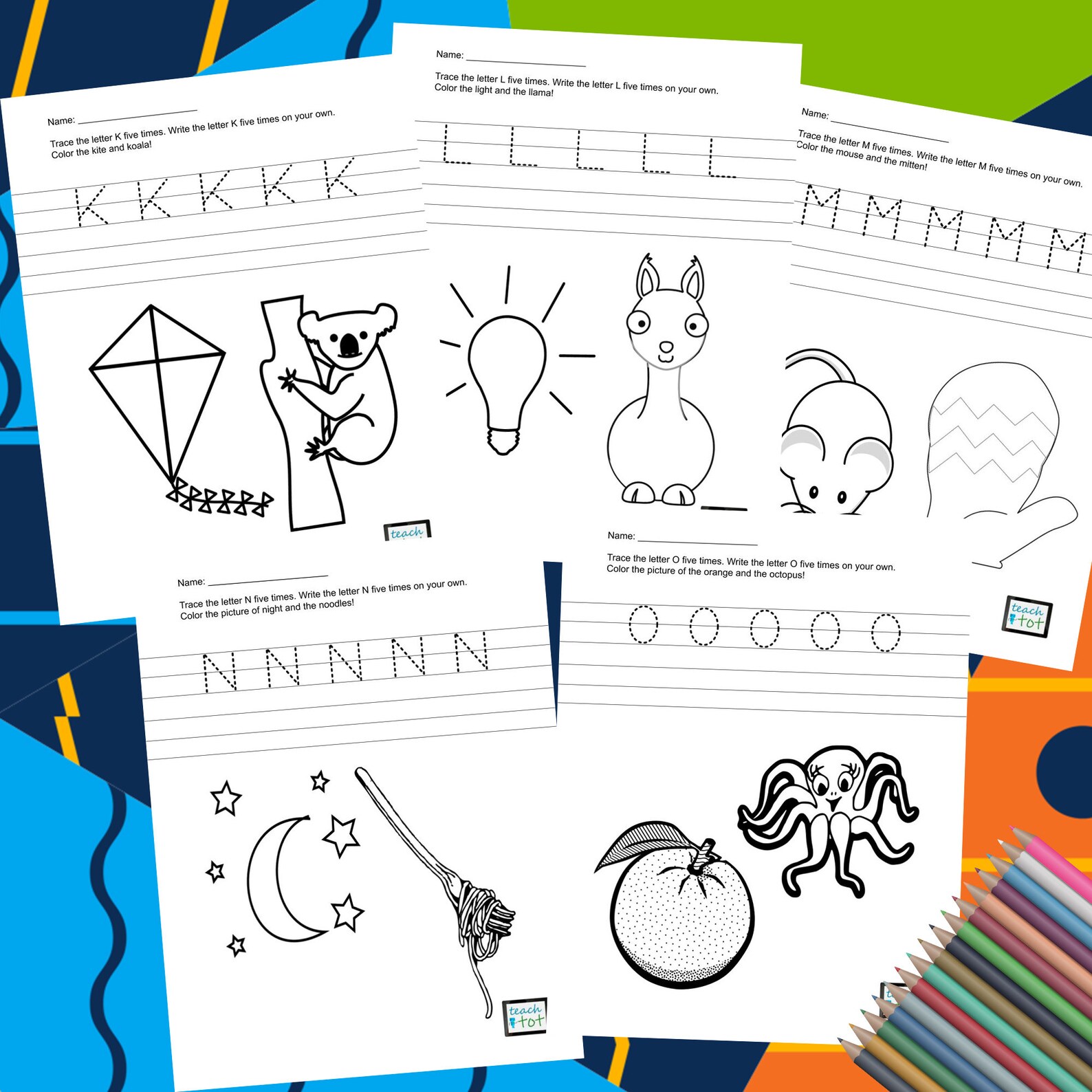 Alphabet Handwriting &amp; Coloring Pages for Kids Learn the | Etsy
