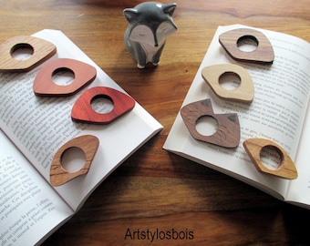 Reading ring, vintage wooden book page holder, handmade, customizable: French artisanal manufacture