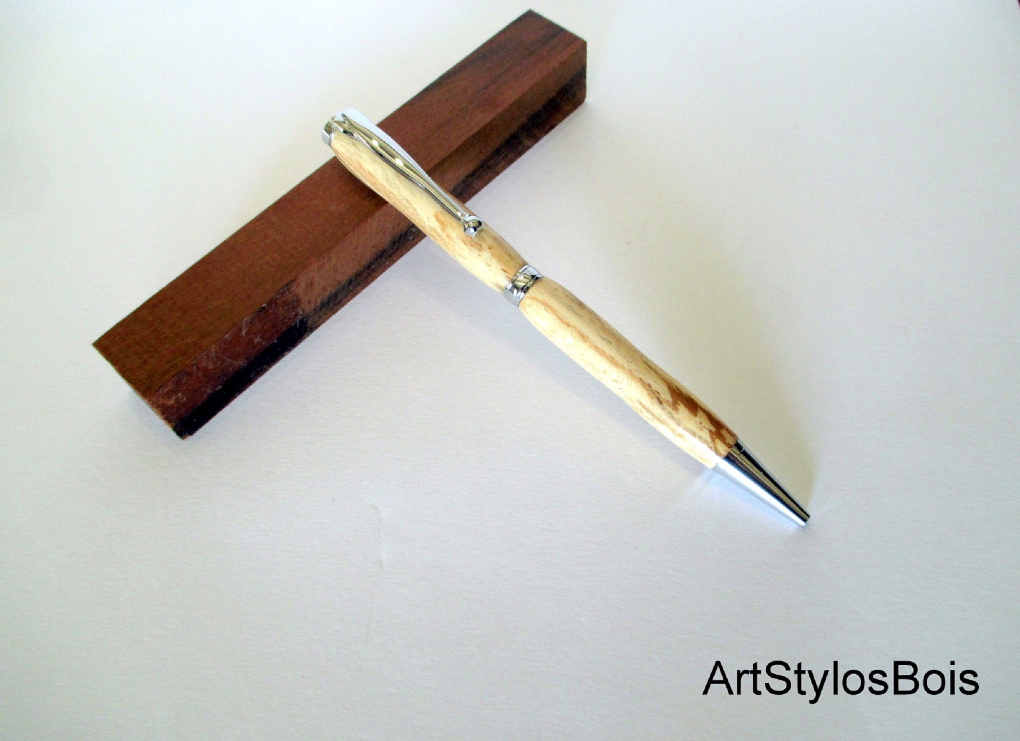 stylo Bille en Bois de Hêtre Échauffé Fabrication Artisanale Française