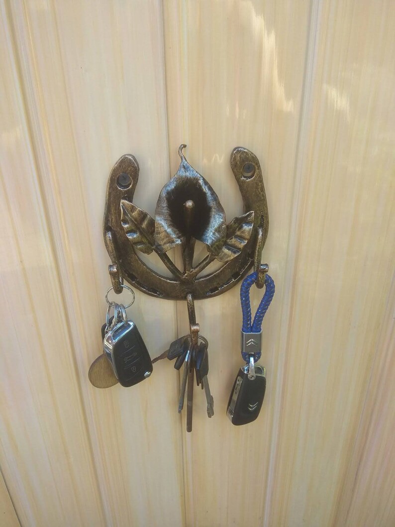 Key Hanger,hook Rack Wall,forged Flower, - Etsy