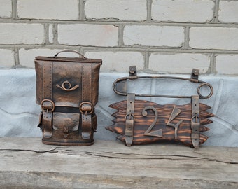 A set of a forged mailbox and an address plate