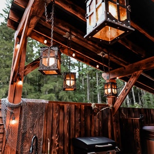 Chandelier, ceiling sconce, garden lantern