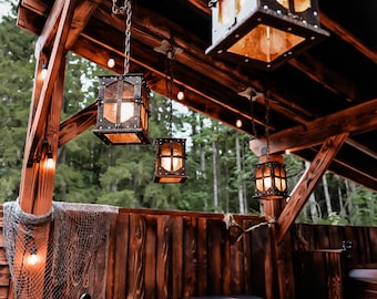Chandelier, ceiling sconce, garden lantern
