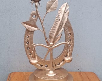 Hufeisen für Glück, geschmiedete Rose