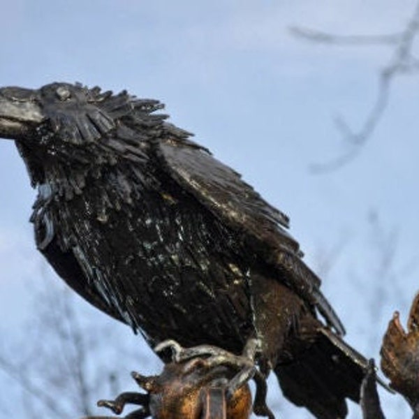 Wrought iron crow -  , crow sculpture.