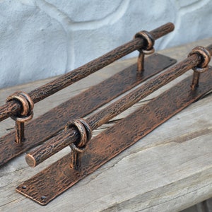 Massive iron door handle. Rustic door decor - 2pcs