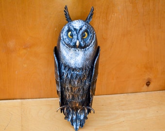 Wrought iron owl, owl sculpture.