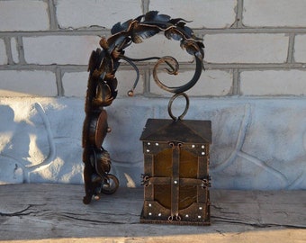 Forged wall lantern, hand forged lamp, wall sconce