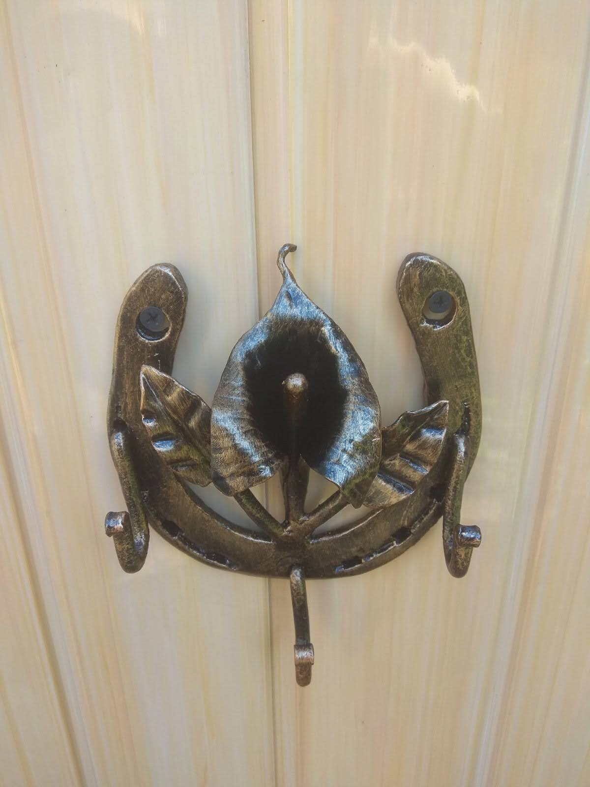 Key Hanger,hook Rack Wall,forged Flower, - Etsy