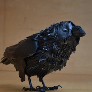 Corbeau en fer forgé - , sculpture de corbeau.