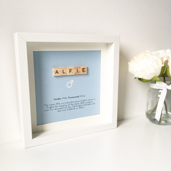 Baby Name Meaning Scrabble Frame Scrabble Art Scrabble Gift Etsy