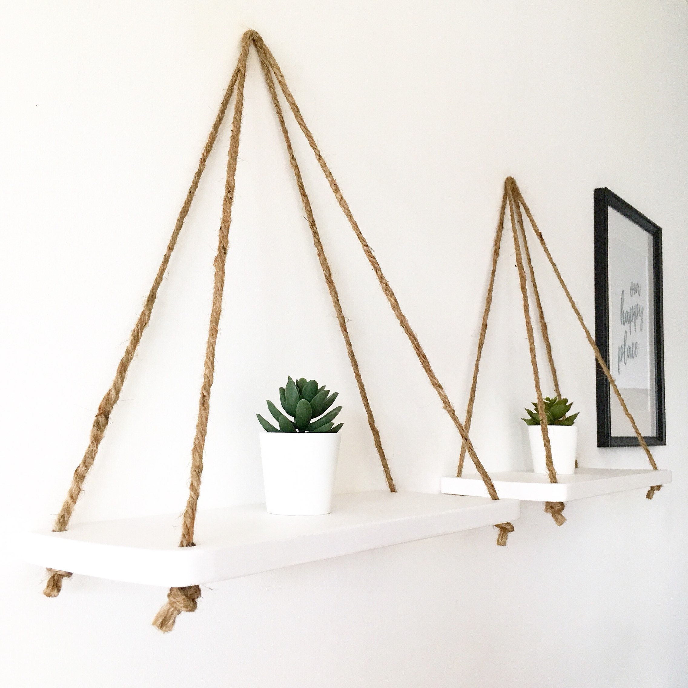 SET OF 2 White Hanging Shelves Swing Shelf Home Decor Wall Etsy