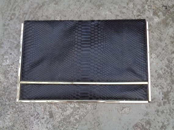 Black Clutch, Big Clutch, Vintage Clutch, Leather