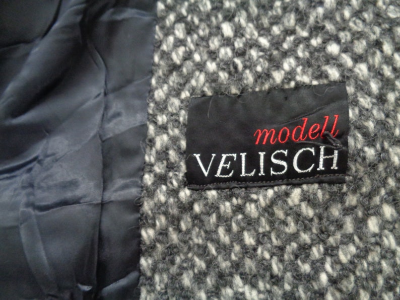 Vintage Gray Wool Coat with Fur Collar Vintage mod coat Women wool coat