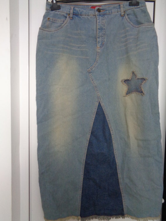 Vintage Jeans Skirt, Blue Jeans Skirt