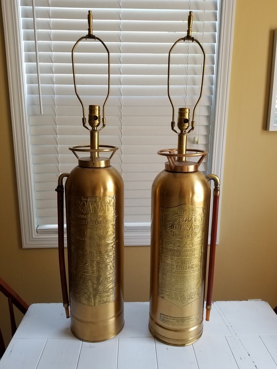 SOLDSOLD 2 Antique Brass Fire Extinguisher Lamps Etsy