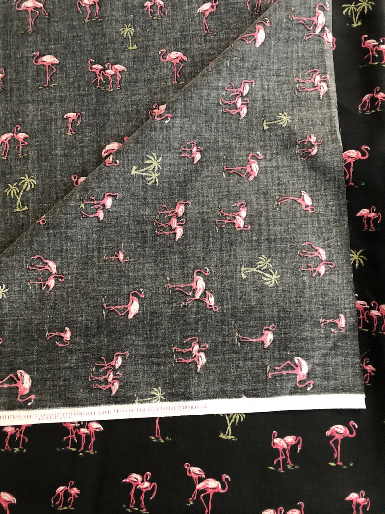 Pink Flamingo Fabric By The Yard Waverly Sun N Shade Made in Etsy