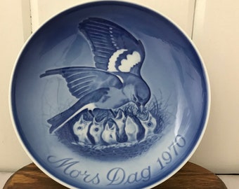 1970 Mother's Day Plate, Mors Dag Plate, Vintage, Bing and Grondahl, Vintage Collector Plate, Denmark