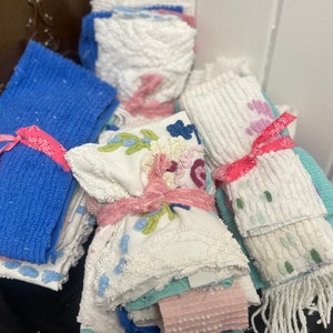Paquetes de chenilla vintage, Tamaños mixtos, colores y estilos, Chenilla rosa, Chenilla blanca, Chenilla azul, Materiales para manualidades, Fragmentos