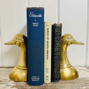Vintage, Brass Duck Bookends, Shelf Art, 100% Cast Brass, MCM Mallard Bookends, Made in Korea, Set of 2 Vintage Duck Bookends