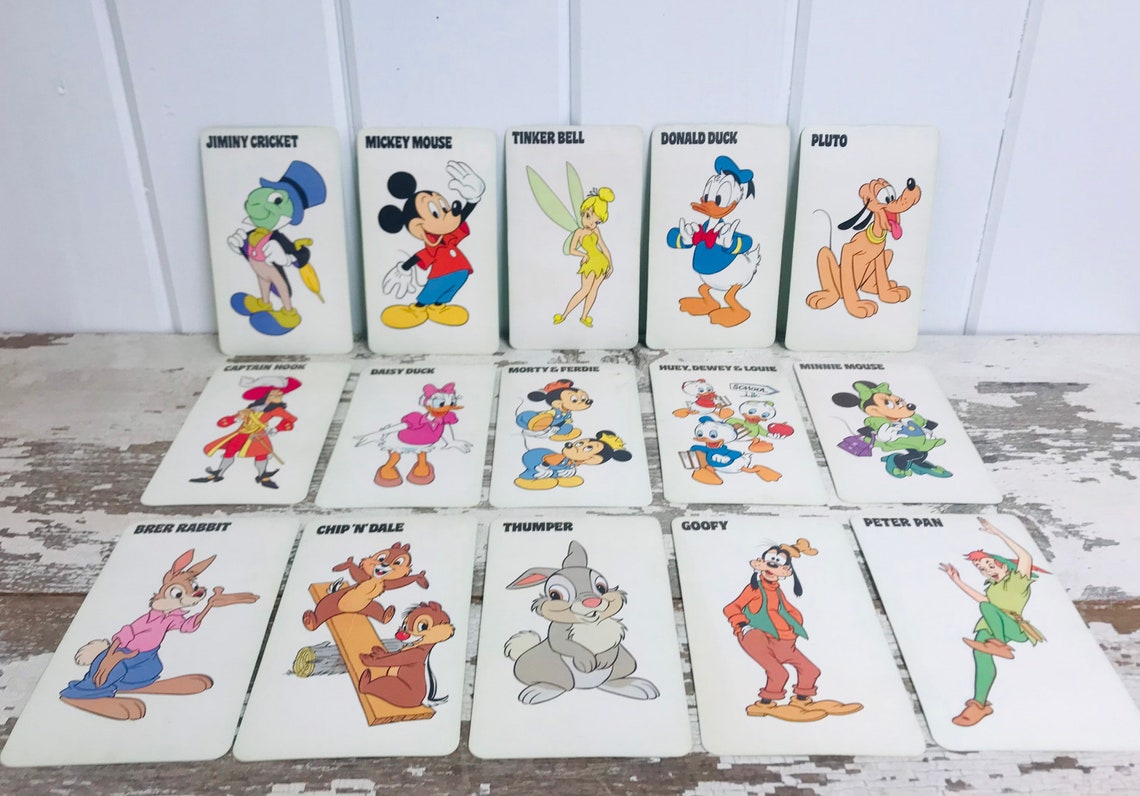 Vintage Old Maid Cards Disney 1983 Old Maid Cards Set Of 15 Etsy