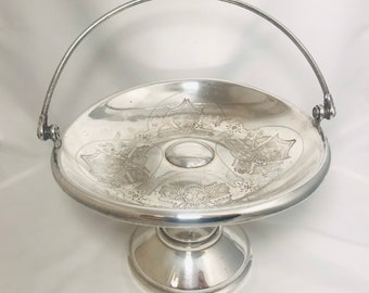 Antique, Bride's Basket, Cake Basket, Simpson Hall Miller & Co, Treble Plate #1476, Antique Silver Plate Basket, Victorian Bridal Basket