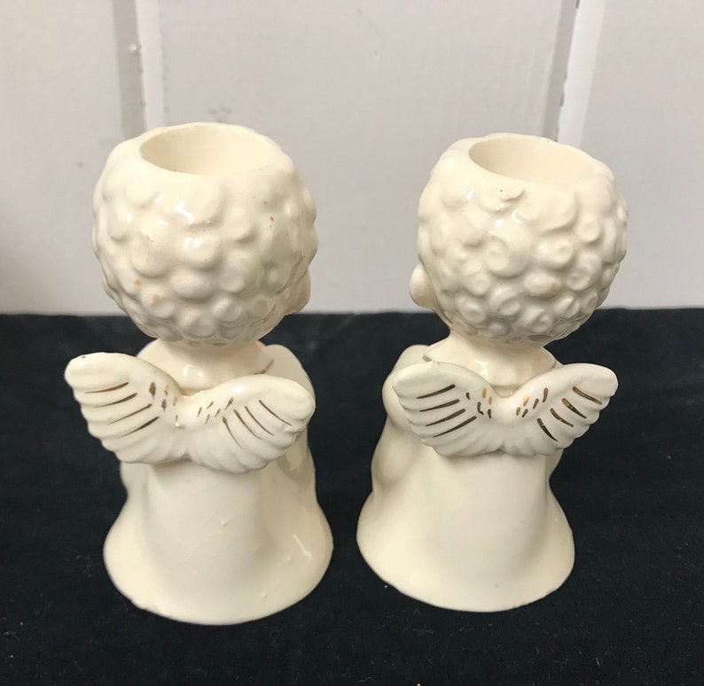 Vintage Angel Candle Holders Choir Angels Taper Candle Etsy