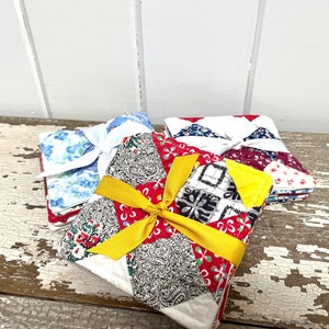 Handmade, Vintage Quilt Coasters, Set of 6, Repurposed Quilt Coaster Set, Washable Coaster Set, Mug Rug Set, Cotton Coasters